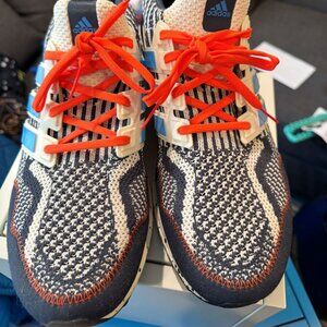 Men's Adidas Ultra Boost running shoes- Size 13- Blue and white with orange lace